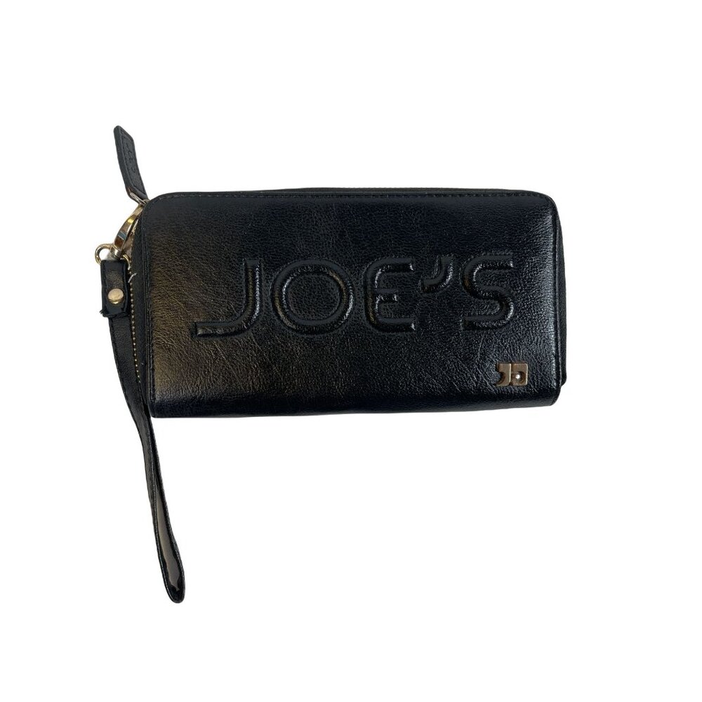 Joe's Jeans Zip Around Wallet Clutch Black Embossed